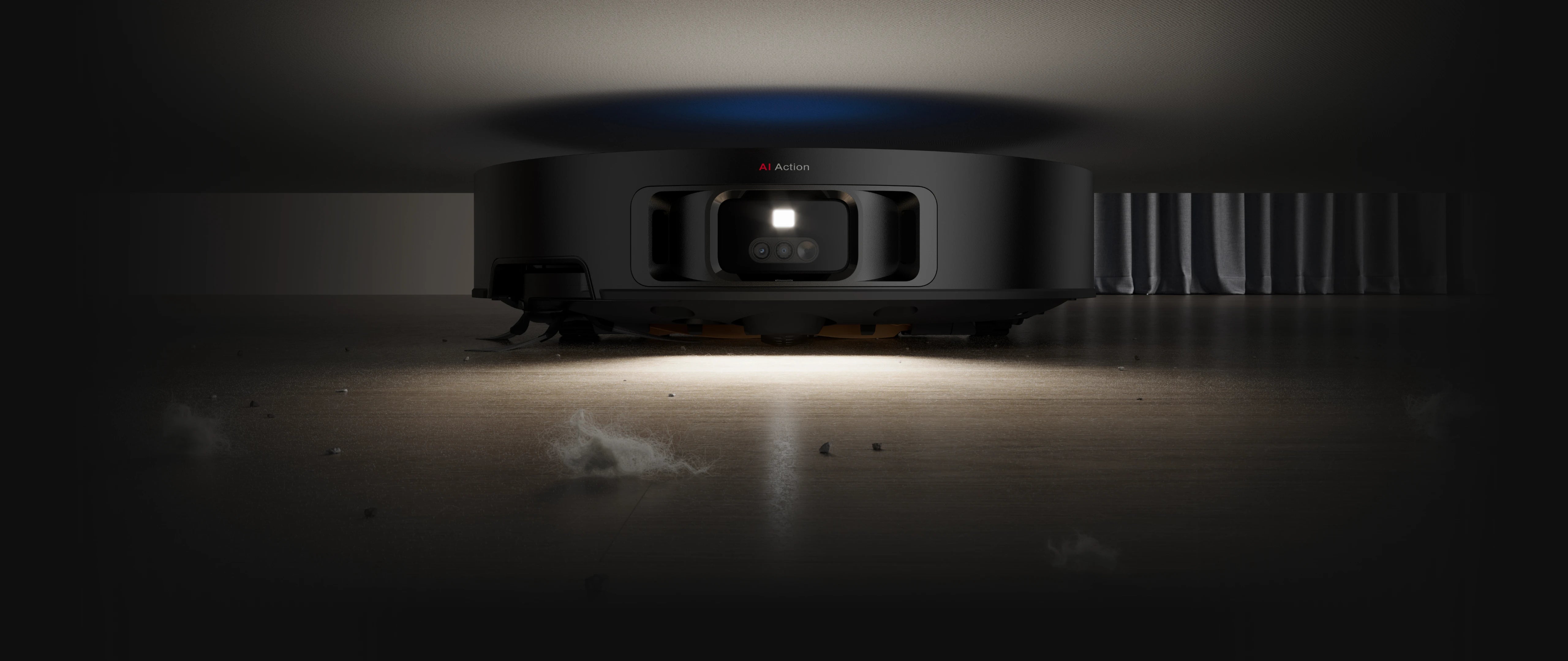 Robot aspirador con iluminación LED para entornos oscuros