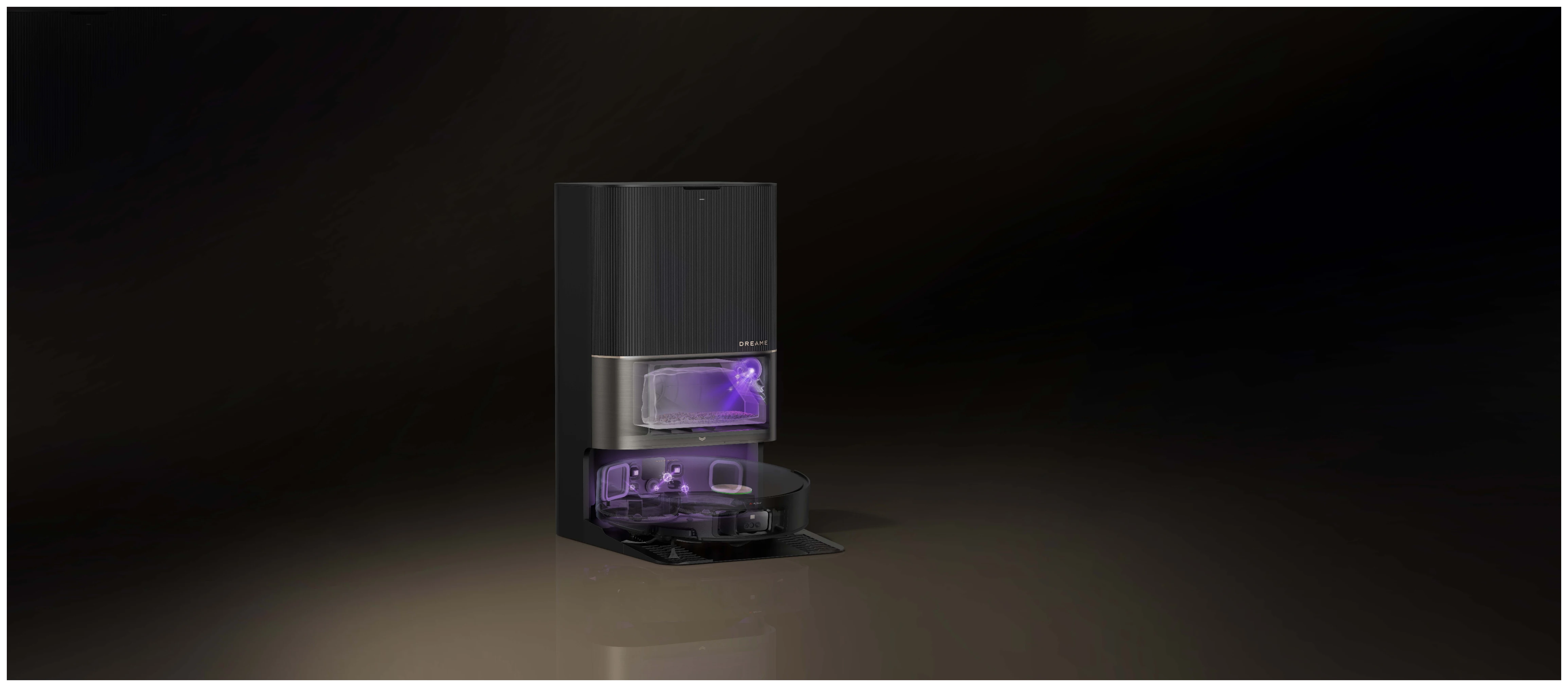 Estación base del robot aspirador equipada con luz ultravioleta