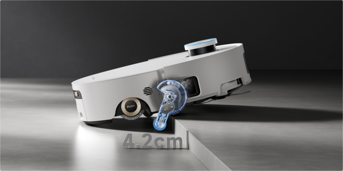 Dreame Aqua10 Ultra Roller Complete sistema FlexRise cruza umbrales de 4,2 cm con facilidad