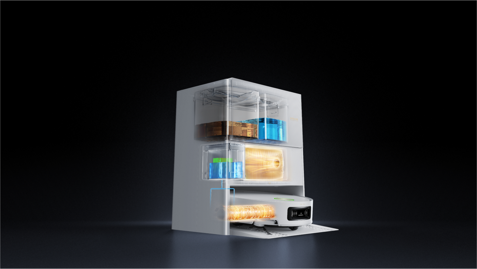 Dreame Aqua10 Ultra Roller Complete base de vaciado automático que gestiona polvo, agua y residuos para una limpieza sin manos