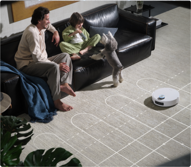 Dreame Aqua10 Ultra Roller Complete limpia los suelos mientras te relajas en el sofá con tu familia