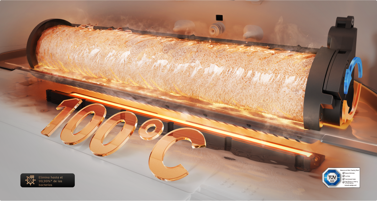 Dreame Aqua10 Ultra Roller Complete sistema ThermoHub limpia el rodillo a 100 °C para mantener la higiene