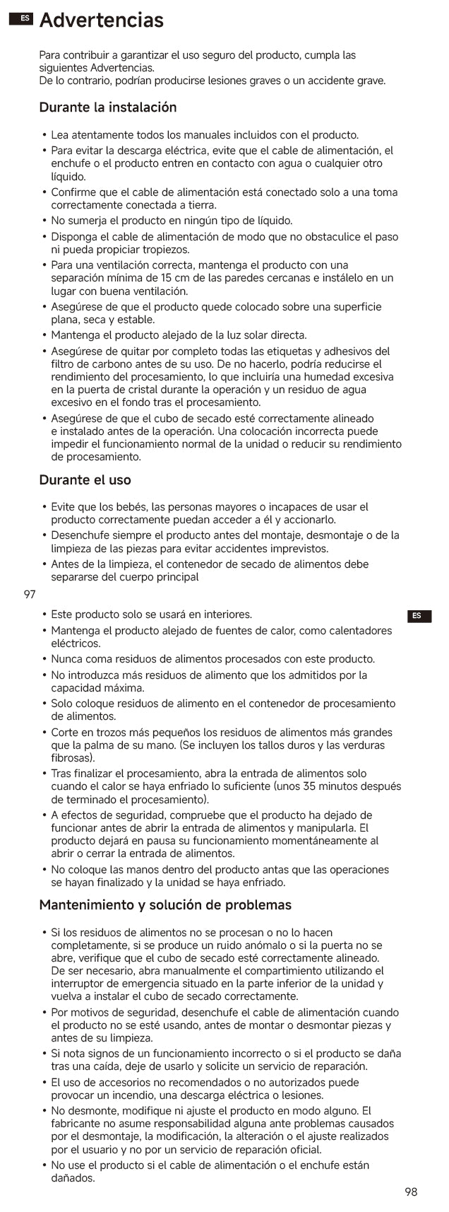 Advertencias e información de seguridad