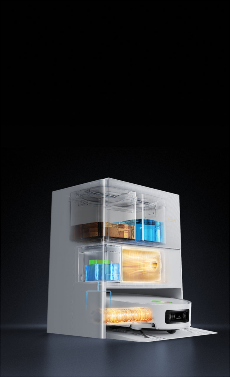 Dreame Aqua10 Ultra Roller Complete base de vaciado automático que gestiona polvo, agua y residuos para una limpieza sin manos