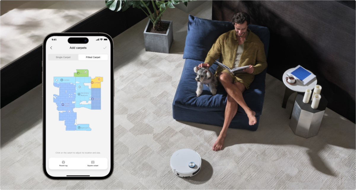 Dreame Aqua10 Ultra Roller Complete personalización desde la app para zonas de limpieza de alfombras y ajustes de aspirado
