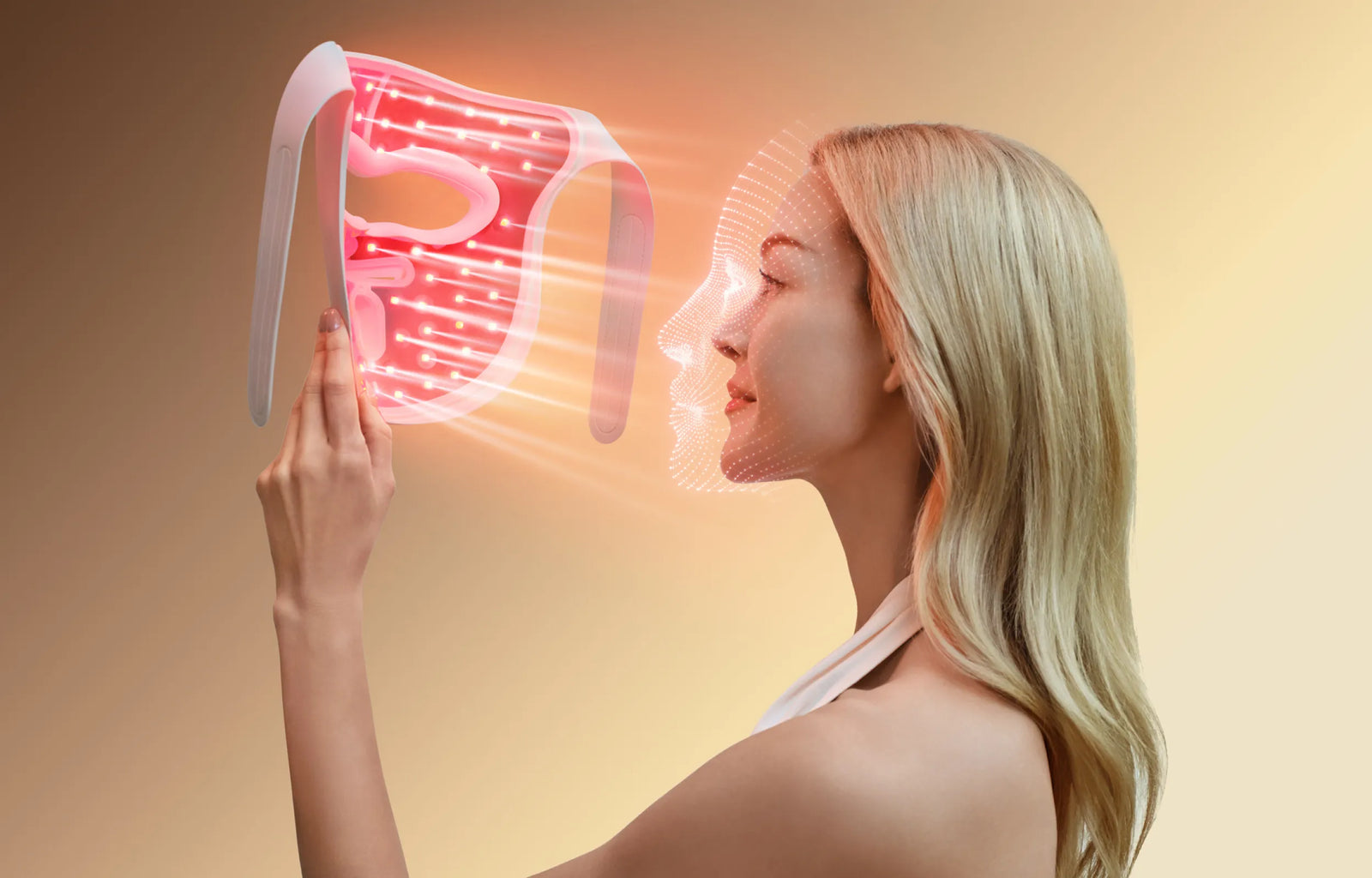 Dreame Chrona máscara fotónica antienvejecimiento – LED independientes en cámara 3D para longitudes de onda estables y de alta pureza en todo el rostro.