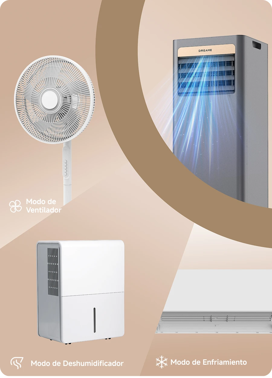Dreame Aire acondicionado portatil P-Wind10 9000 BTU con función 3 en 1: modo refrigeración, deshumidificador y ventilador