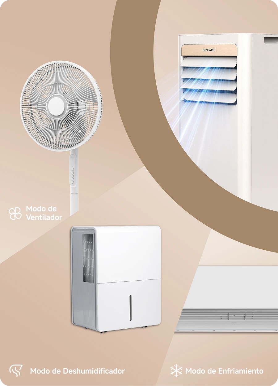 Dreame Aire acondicionado portatil P-Wind10 9000 BTU con función 3 en 1: modo refrigeración, deshumidificador y ventilador