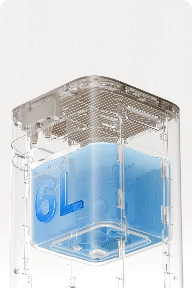 Depósito de gran capacidad (6 l) para un rendimiento duradero