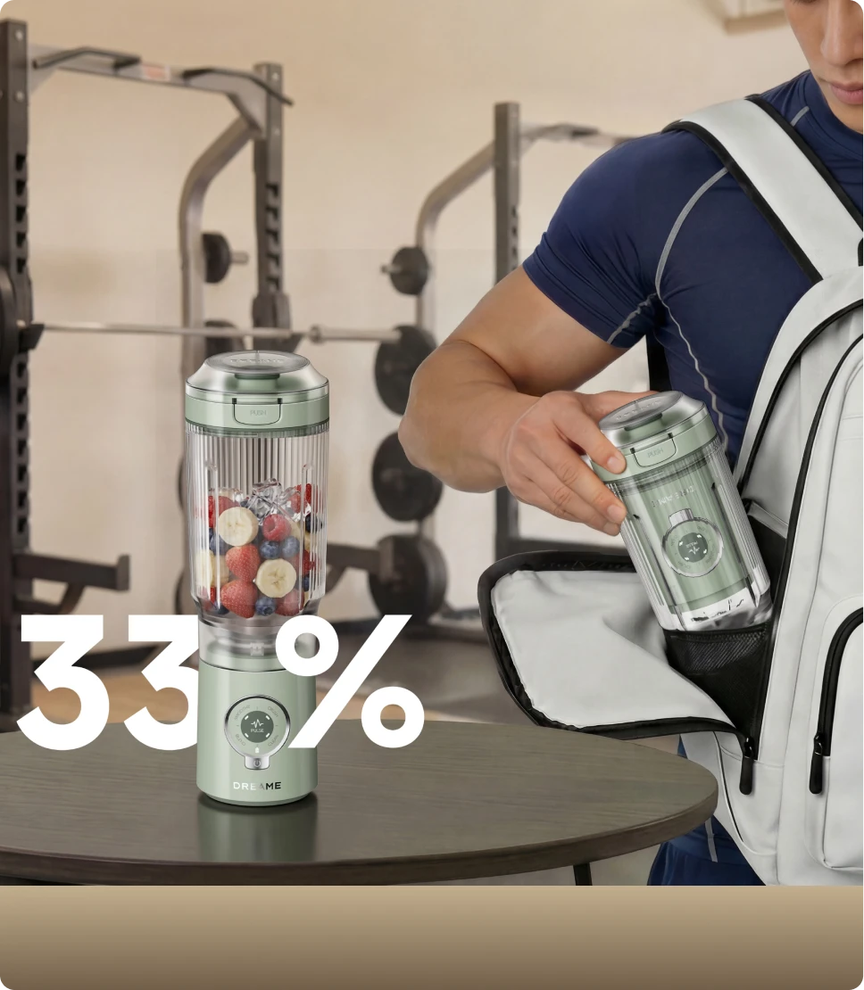 Dreame Portable Blender diseño Twist & Go un 33% más compacto para llevar en la mochila del gimnasio