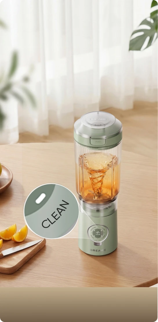 Modo de autolimpieza de Dreame Portable Blender para mantener el vaso impecable sin esfuerzo