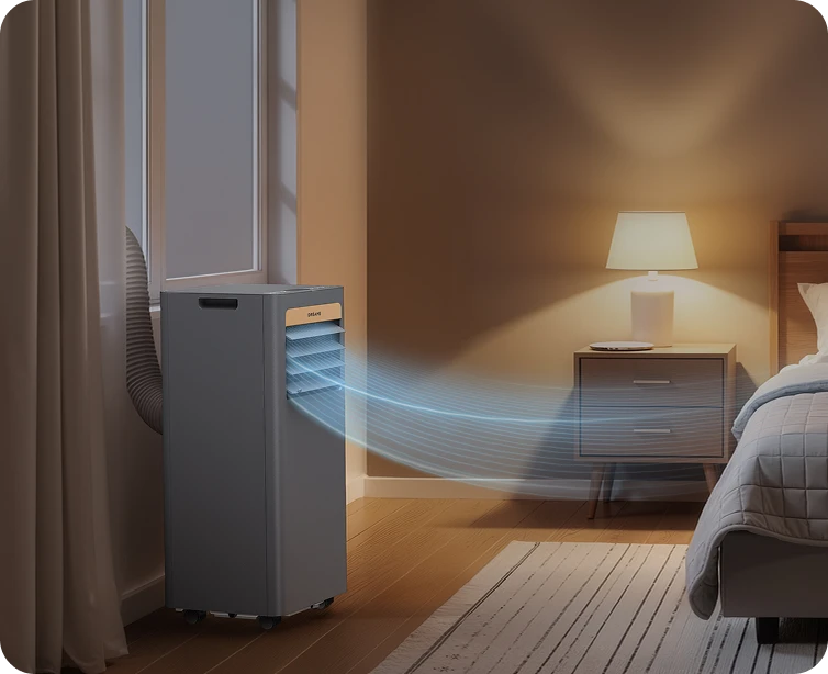 Dreame Aire acondicionado portatil P-Wind10 9000 BTU en modo nocturno – bajo nivel de ruido y luz tenue para un descanso sin interrupciones