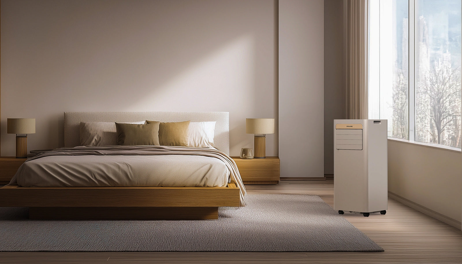 Dreame Aire acondicionado portátil compacto P-Wind10 9000 BTU en dormitorio – ideal para habitaciones, despachos y espacios reducidos