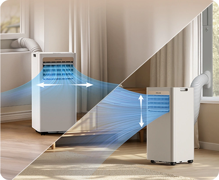 Dreame Aire acondicionado portatil P-Wind10 9000 BTU con flujo de aire 3D horizontal y vertical para una distribución uniforme del aire frío