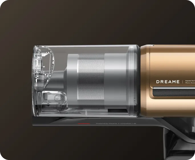 Dreame Z30 Pro Aqua-A Aspirador fregona con depósito transparente que muestra el sistema de filtración HEPA H14 de cinco capas